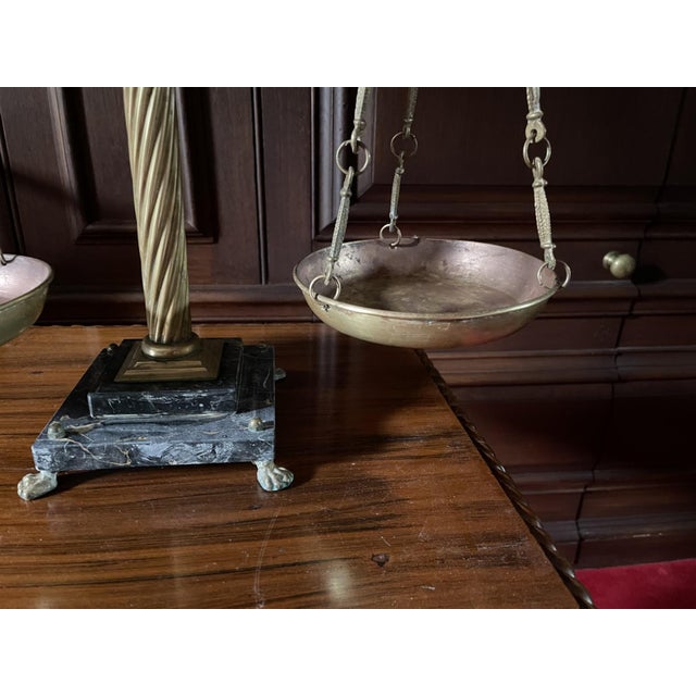 Brass Vintage Italian Brass and Marble Balance Scales For Sale - Image 8 of 8