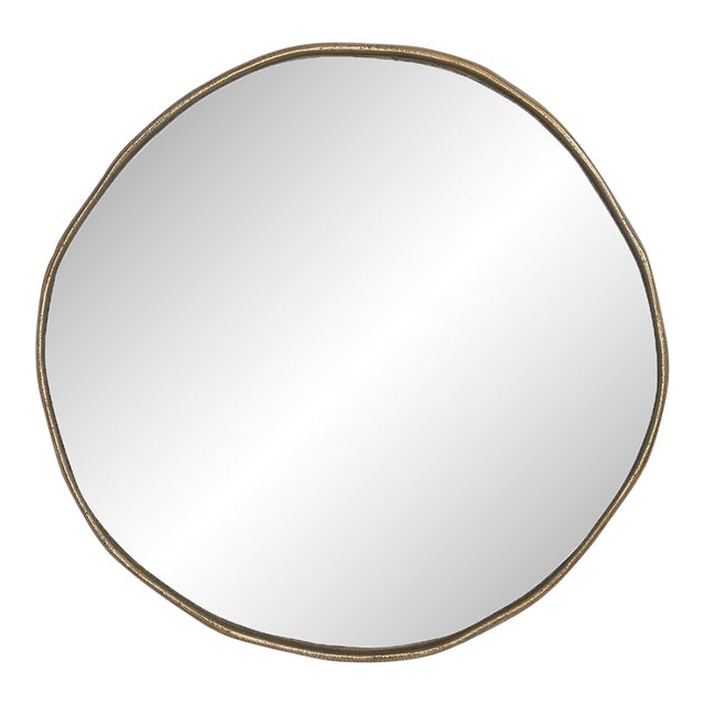 Antique Brass Organic 'Round' Mirror For Sale