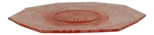 Pink Depressipn Era Glass Serving Plate Multi-Facet Design 10”