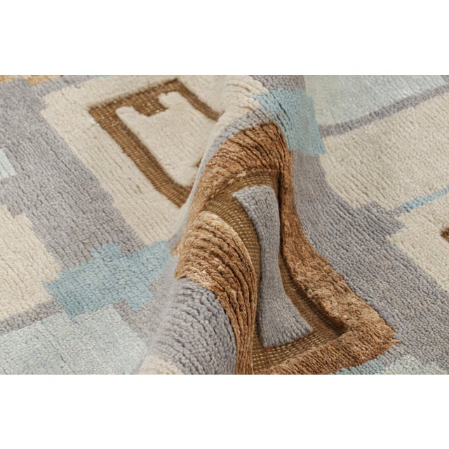 Textile Rug & Kilim’s Scandinavian Style Rug With Blue and Gray Geometric Patterns For Sale - Image 7 of 8