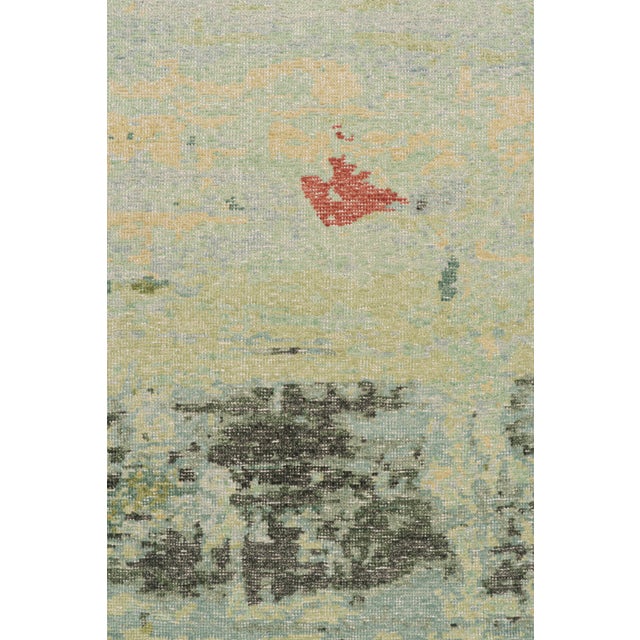 Rug & Kilim Rug & Kilim’s Distressed Style Abstract Rug in Green and Blue For Sale - Image 4 of 7