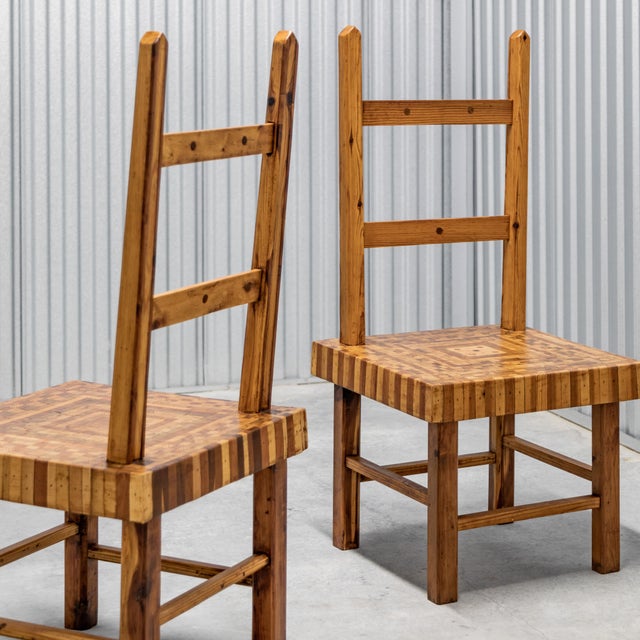 Late 20th Century American Folk Art Parquet Chairs For Sale In Los Angeles - Image 6 of 10