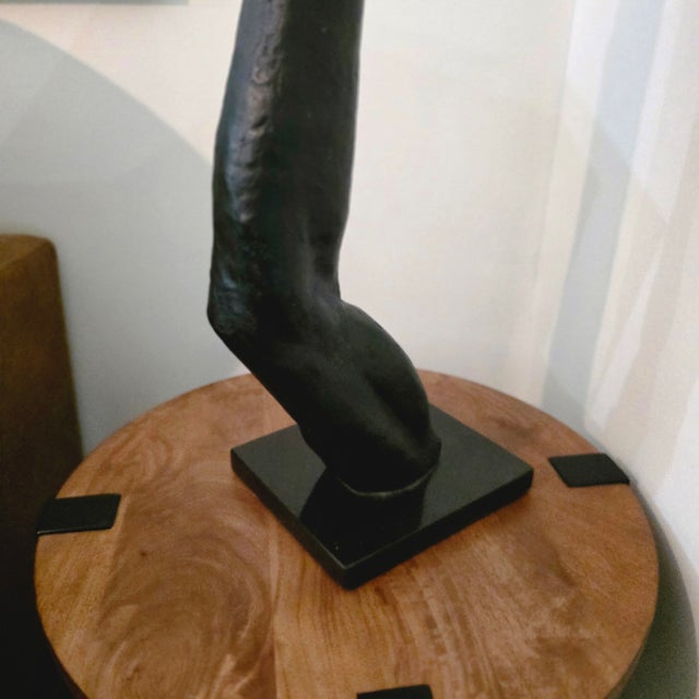 1990s Arm & Hand Sculpture Male Anatomic Statue Black Iron Postmodern Metal Art 27" For Sale - Image 14 of 17