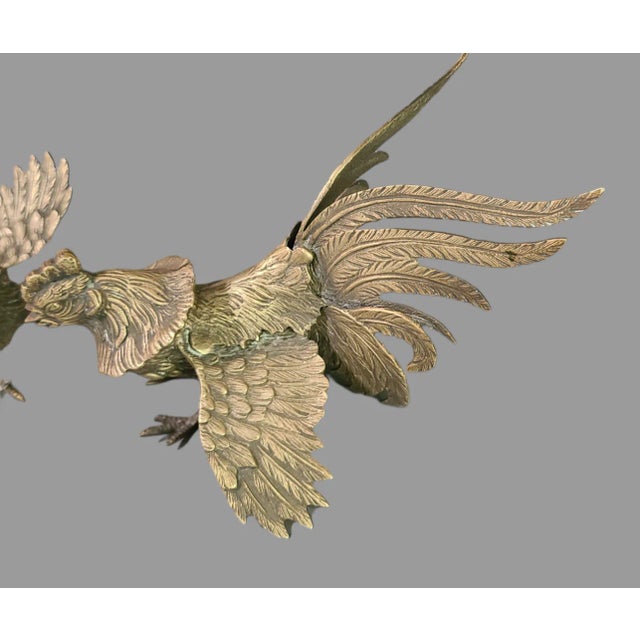 This vintage pair of Italian solid brass fighting roosters' cocks is a stunning addition to any collection. Crafted from...