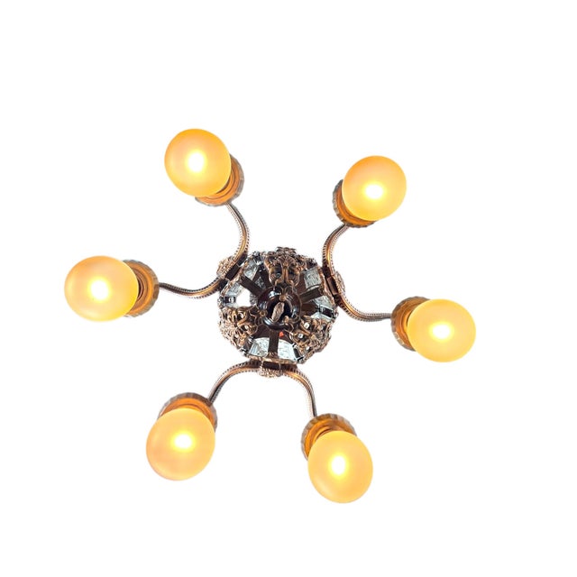 1920s 1920s Cast Bronze 6 Light Chandelier With Ladies and Revived Original Finish #2596 For Sale - Image 5 of 14