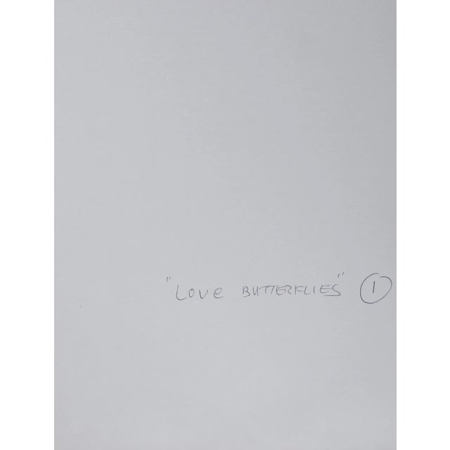 Love Butterflies I, Avi Farin Acrylic on Paper, Signed For Sale - Image 4 of 4