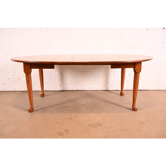 American L. & J. G. Stickley American Colonial Solid Cherry Wood Extension Dining Table | Newly Refinished For Sale - Image 3 of 15