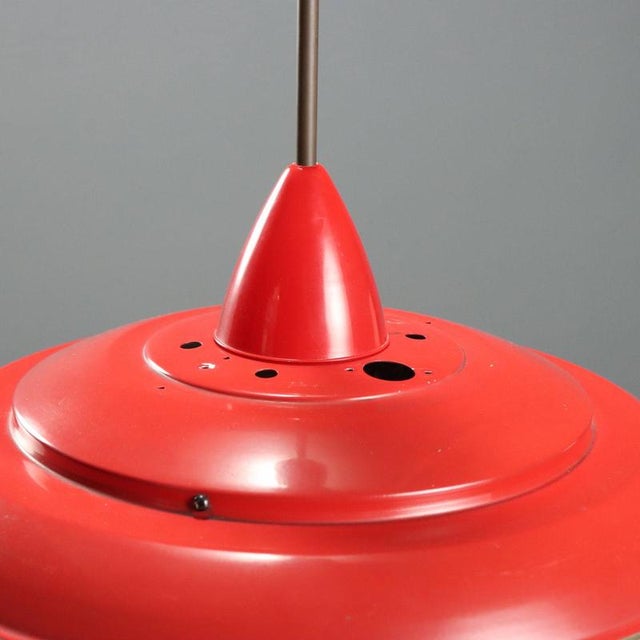 Metal Vintage Red Aluminum Pendant Light, 1960s For Sale - Image 7 of 9