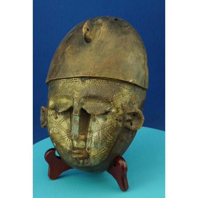 African Wood and Embossed Copper Sculpture, 1800s For Sale - Image 9 of 18