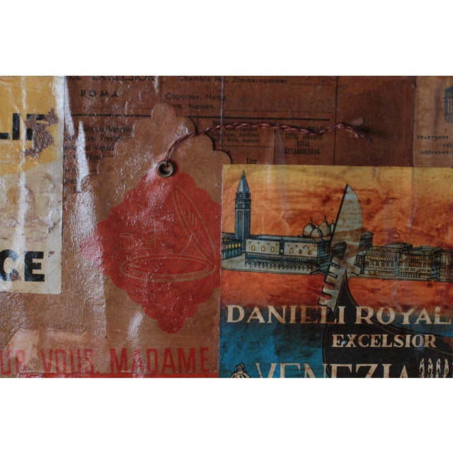 Mid-Century Framed European Grand Tour Hotel Label Collage For Sale - Image 11 of 17