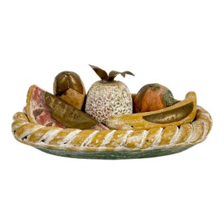 Vintage Mexican Terra Cotta Fruit Bowl For Sale