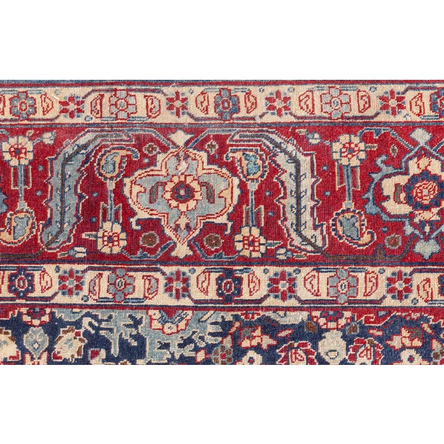 Antique Persian Tabriz Botanic Red, Yellow Handmade Wool Rug For Sale - Image 4 of 12