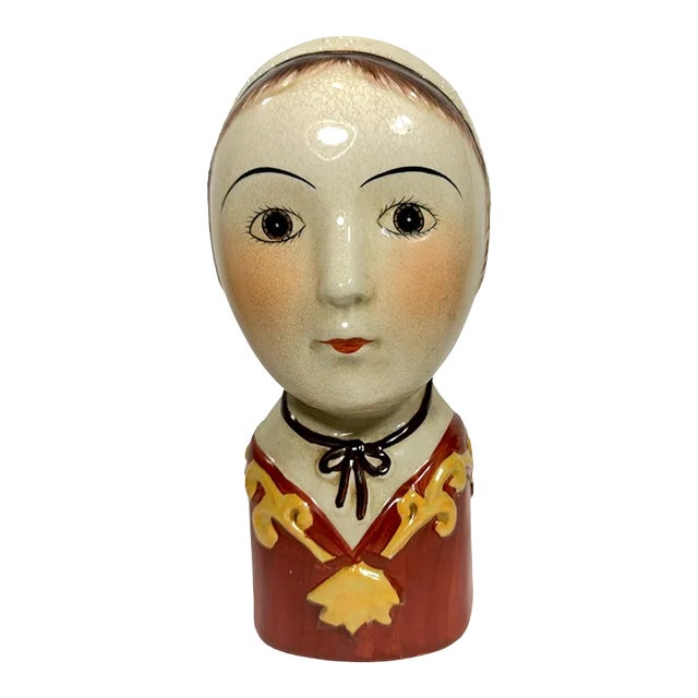 Midcentury Scandinavian Lady Head Bust Pocket Vase For Sale