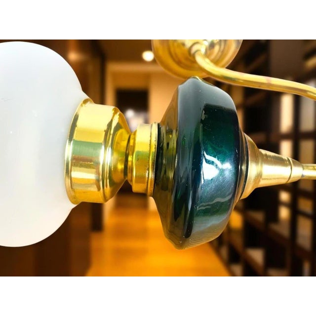 Metal Art Nouveau Style Brass Wall Sconce with Frosted Glass Tulip Lampshade, 1960s For Sale - Image 7 of 9