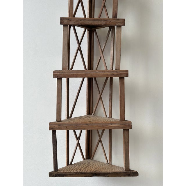 Vintage Folk Art Stepped Lattice Corner Shelf, Circa 1940s For Sale - Image 9 of 16