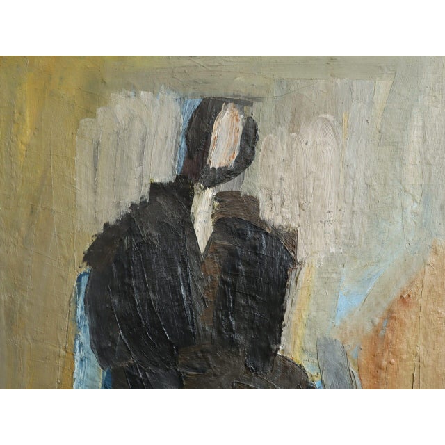 Mid-Century Modern 'Presence in Shadow' Vintage Original Abstract Figurative Oil Painting, Framed For Sale - Image 9 of 12