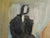 Mid-Century Modern 'Presence in Shadow' Vintage Original Abstract Figurative Oil Painting, Framed For Sale - Image 9 of 12