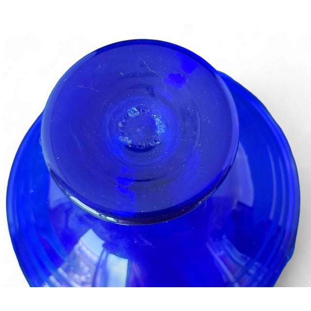 Hand Blown Japanese Cobalt Blue Glass Compote Bowl, C1980s For Sale In New York - Image 6 of 7