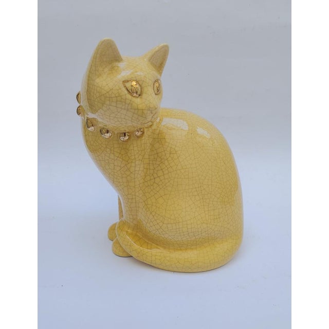 Large Mid-Century Ceramic Cat from Longwy, France For Sale - Image 12 of 12