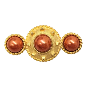 Vintage Signed Gerard Yosca Goldtone Red Faux-Pearl Brooch