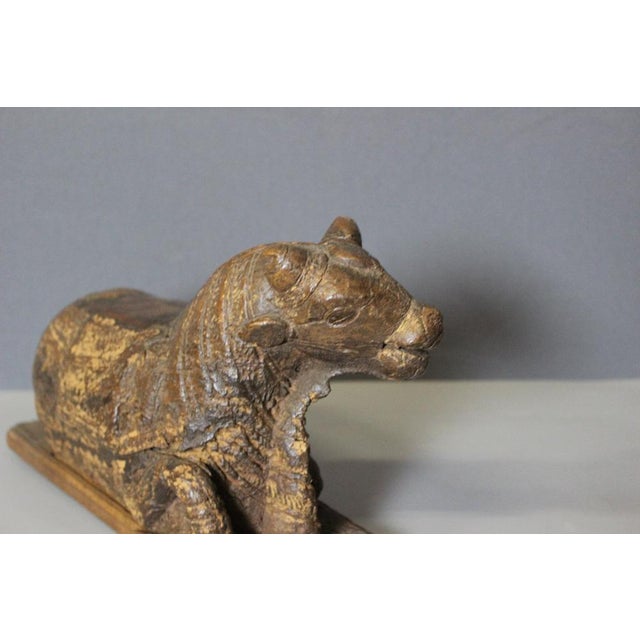 19th Century Sacred Cow in Carved Wood, India, 1800s For Sale - Image 10 of 12