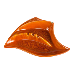 Mid-Century Atomic California Pottery Orange Drip Glaze Ashtray