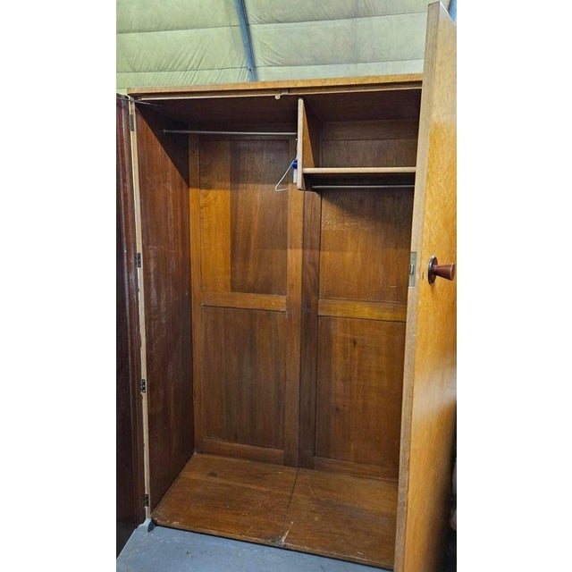 Art Deco British Birdseye Maple Wardrobe with Phenolic Handles, 1930 For Sale - Image 11 of 12