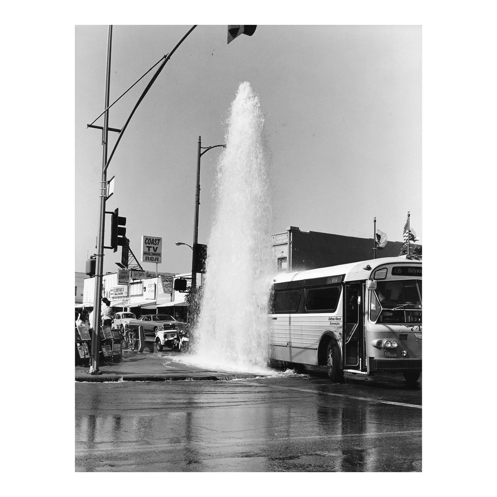 1978 Bus and Fire Hydrant Accident Los Angeles Photograph by Don Ware ...