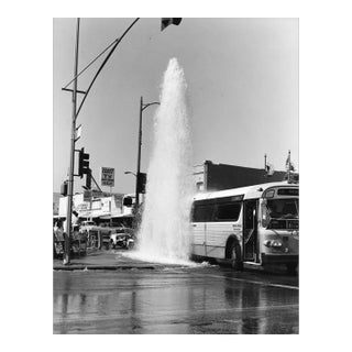 1978 Bus and Fire Hydrant Accident Los Angeles Photograph by Don Ware For Sale