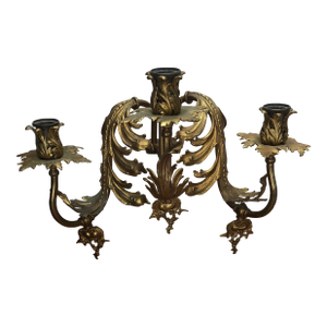 Late 19th Century French Louis XV Bronze Gas Converted Candle Holder Wall Sconce