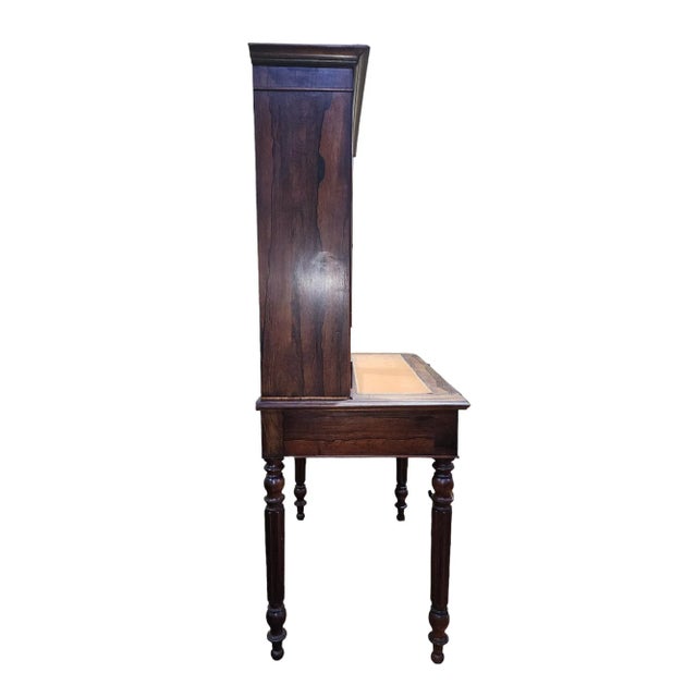 1900 - 1909 Early 1900s Dutch Rosewood Bonheur Du Jour Writing Desk and Mirrored Cabinet For Sale - Image 5 of 7