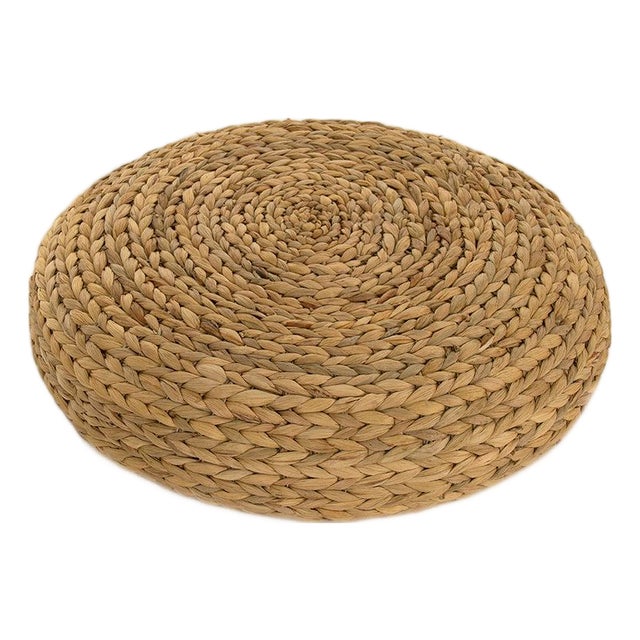Large Woven Floor Low-Profile Pouf For Sale