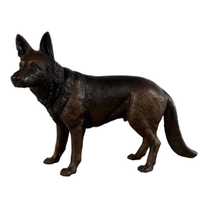 Life-Size Bronze German Shepherd Sculpture – 45”l