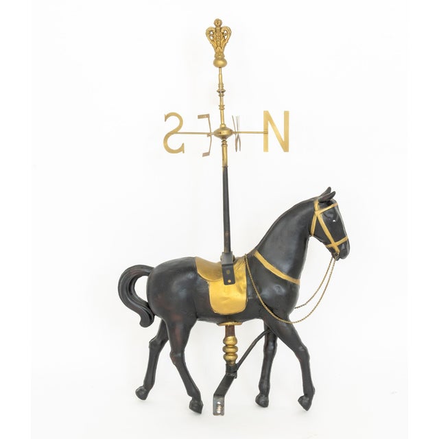 Gold American Carousel Horse Form Gilt and Ebonized Metal Weathervane For Sale - Image 8 of 8