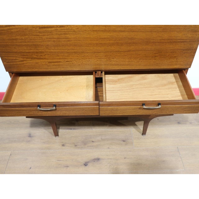 Mid Century Modern Vintage Teak Bar Cart Cocktail Cabinet Dry Bar by Meredew For Sale - Image 11 of 16