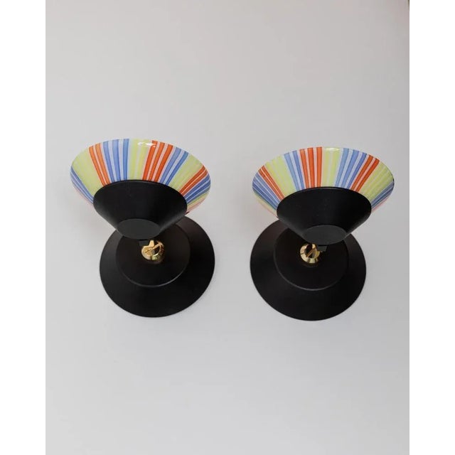 Glass Vintage Striped Murano Glass Wall Lamps, Italy, 1980s, Set of 2 For Sale - Image 7 of 11