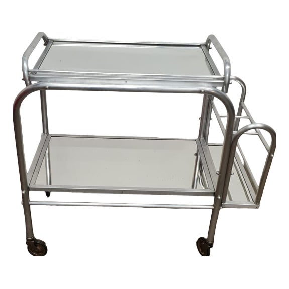 Vintage Art Deco Aluminium Serving Trolley, 1940s For Sale