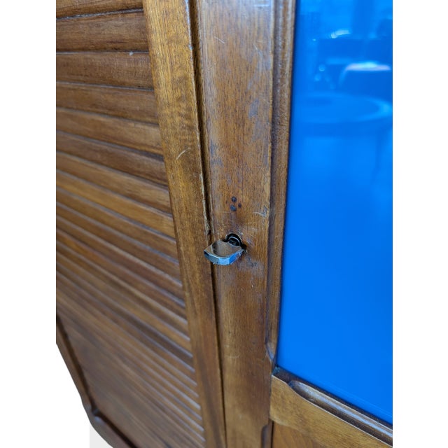Blue Vintage Rolling Shutter Filing Cabinet For Sale - Image 8 of 15