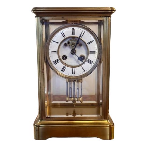 Antique Victorian Brass Mantle Clock, 1900 For Sale