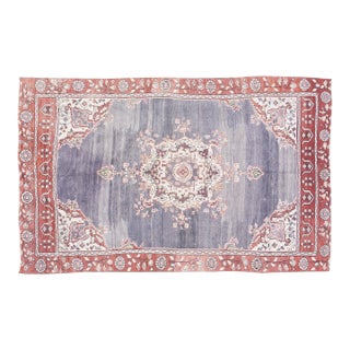 Vintage Turkish Oushak Hand Knotted Wool Rug, 4'9"x7'8" For Sale