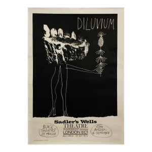 1973 Czech Movie Poster (Josef Flejsar) - Diluvium, Sadler's Wells, Black Theatre of Prague