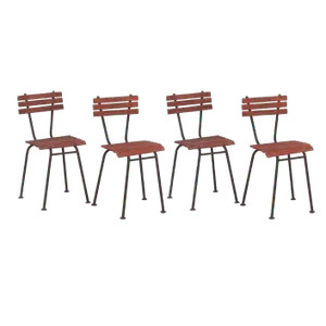 Vintage Red Garden Chairs, 1920, Set of 4