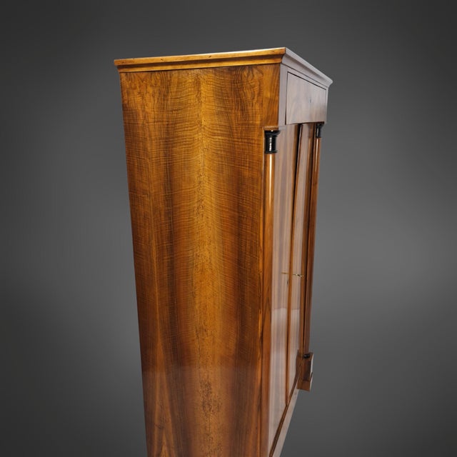 Biedermeier Vertico Half-Cabinet with Half-Columns in Walnut, Germany, 1820s For Sale - Image 4 of 14