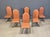Set of six elegant high back dining room chairs manufactured by Belgochrom. The chairs consist of fine brass frames...