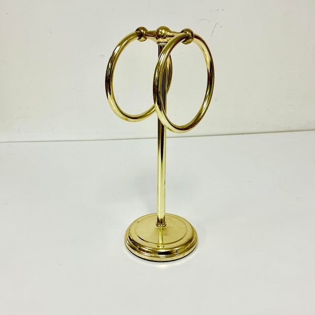 Brass 1970s Hollywood Regency Boho Chic Brass Finish Hand Towel Countertop Stand For Sale - Image 8 of 17