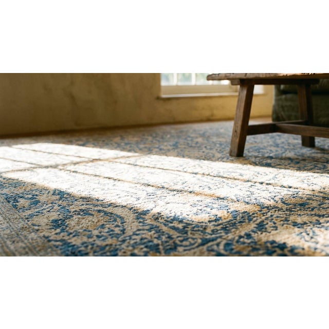 1920s Blue Navy Mostofi Antique Persian Tabriz Rug 11' 6" X 16' Handknotted Wool Carpet For Sale - Image 9 of 9