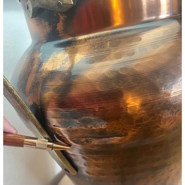 1990s Vintage Moorish Frederic Cooper Hammered Copper & Brass Urn Table Lamp With Ikat-Style Shade For Sale - Image 5 of 5