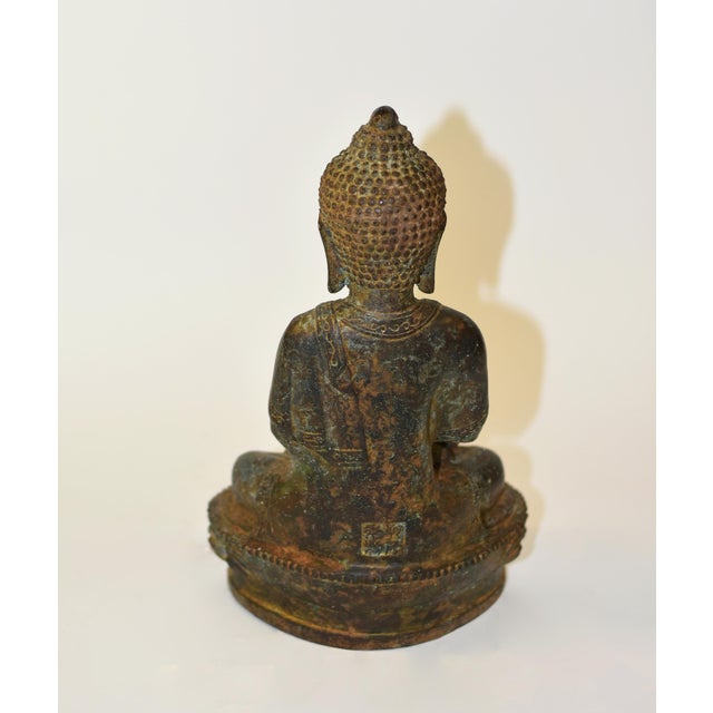 Smiling Young Buddha Statue Bronze Antique For Sale - Image 13 of 13