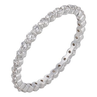 Contemporary Diamond 18k White Gold Eternity Band, Size 6.5 For Sale