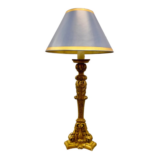 1980s Carved and Gilded Lamp For Sale